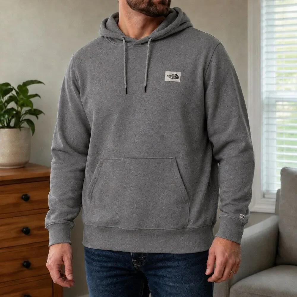 The North Face Heritage Patch Hoodie Mens XL Gray Pullover Sweatshirt